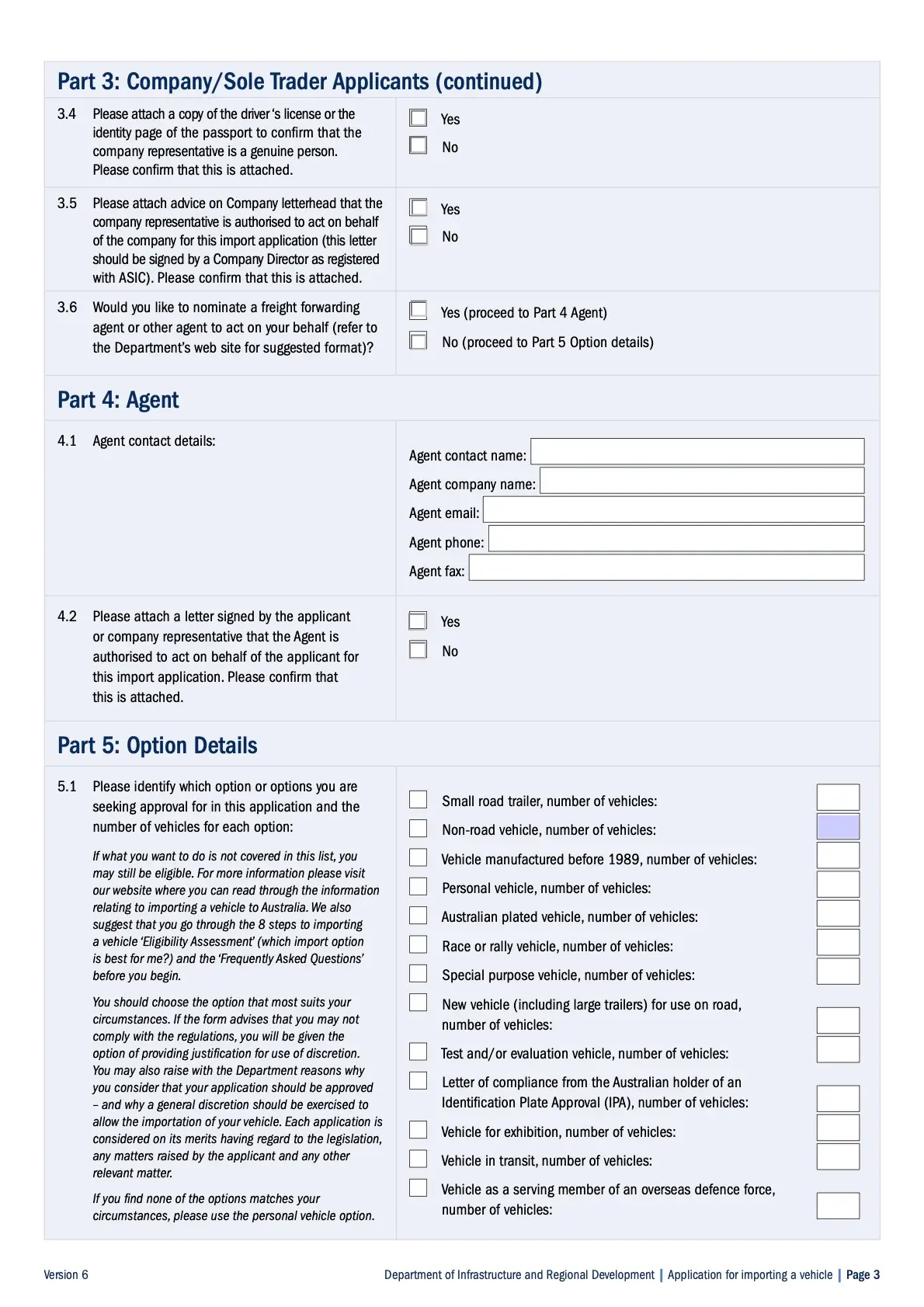 3-Vehicle_Standard_Application_Form_v8 Application for Importing a Vehicle to Australia Page 3