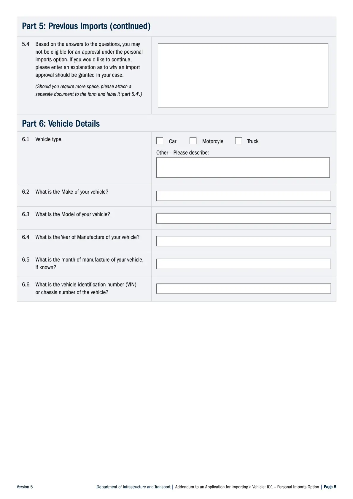5-Addendum_IO1-Personal_Imports_Option Shipping Car to Australia Addendum Page 5