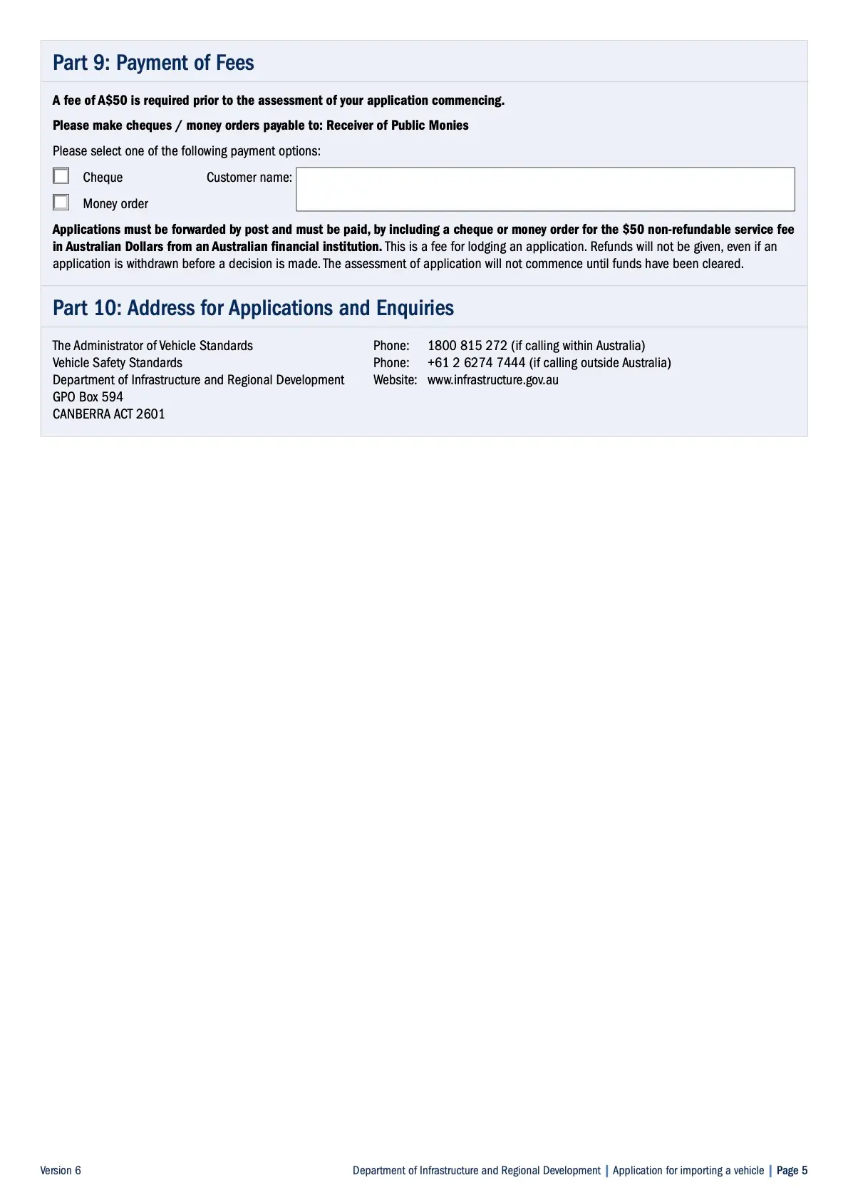 5-Vehicle_Standard_Application_Form_v8 Application for Importing a Vehicle to Australia Page 5