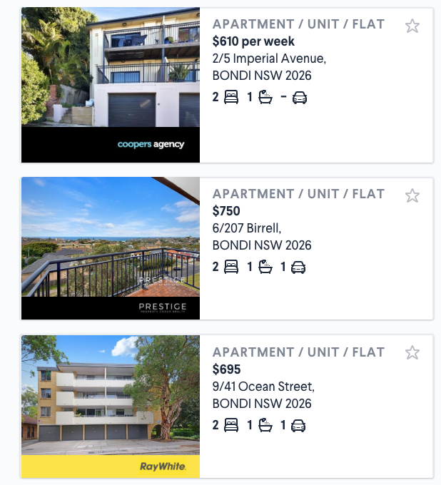 Bondi Rental Search