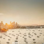 Sydney Harbor Sunset with Sailboats